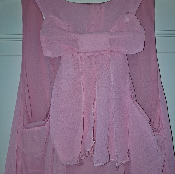Pink sleeveless dress with bow in back racerback tank mini dress size medium - Picture 6 of 9
